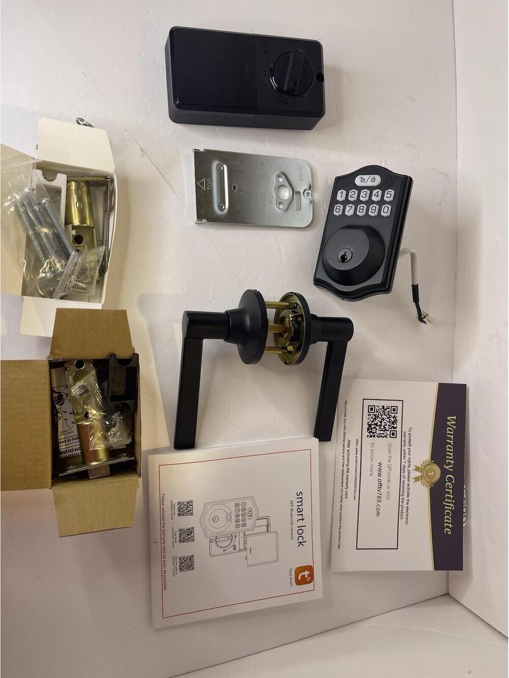 Smart Door Lock Set for Front Door with 2 Lever Handles: Keyless